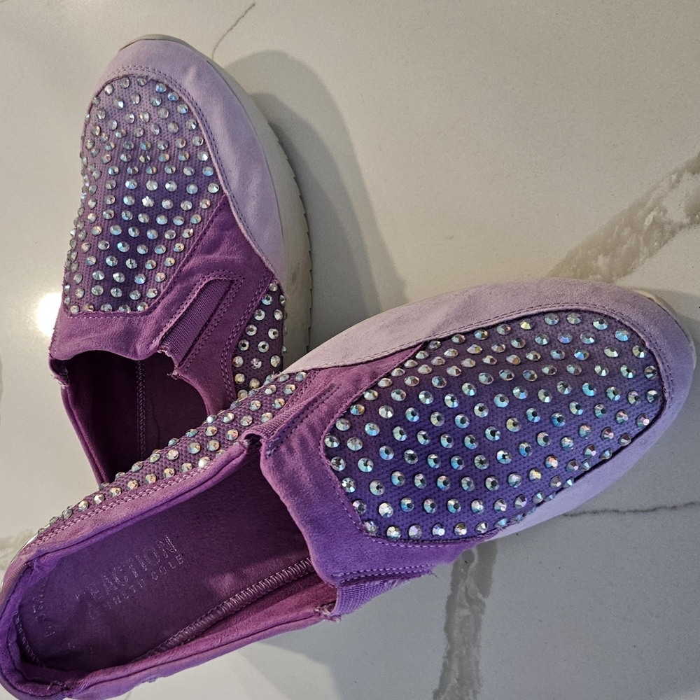 REACTION by Kenneth Cole Purple Rhinestone Slip-On Sneakers - Picture 3 of 4